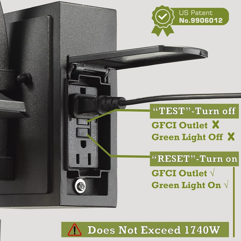 Outdoor Wall Light with Built-in GFCI Outlet