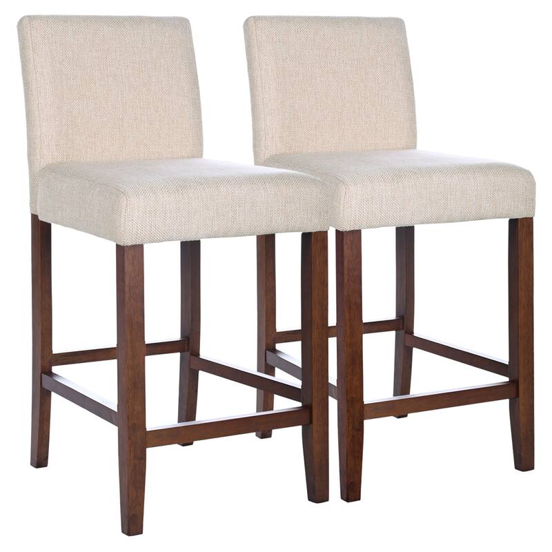 GDFStudio - Dorian Mid-Century Modern Linen Blend Upholstered Counter Chair with Solid Wood Frame, Set of 2 - 20.87"W