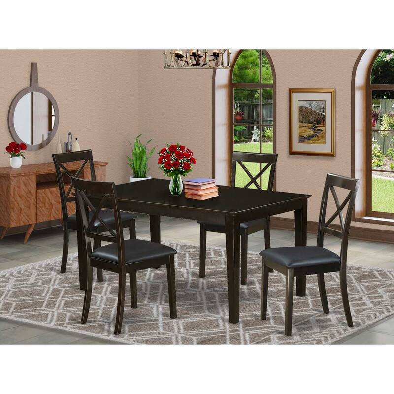 HomeStock 5-Pc Cappuccino Solid Wood Top - Dining Room Set - Seats 4