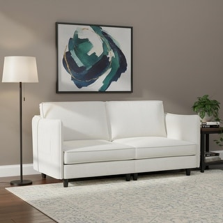 Homy Casa 2-Seater Fabric Loveseat Sofa with Side Pocket, Solid Wood Frame Pocket Spring Cushion for Living Room Bedroom Office