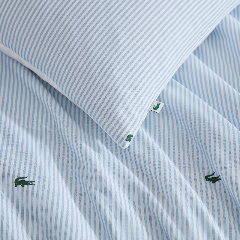 Lacoste Pinstripe Croc Percale Cotton 3-Piece Comforter Set