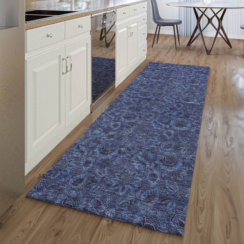 Premium Washable Super Soft Floral Mayfield Rug - Navy - 2' 3" x 7' 6" - Runner