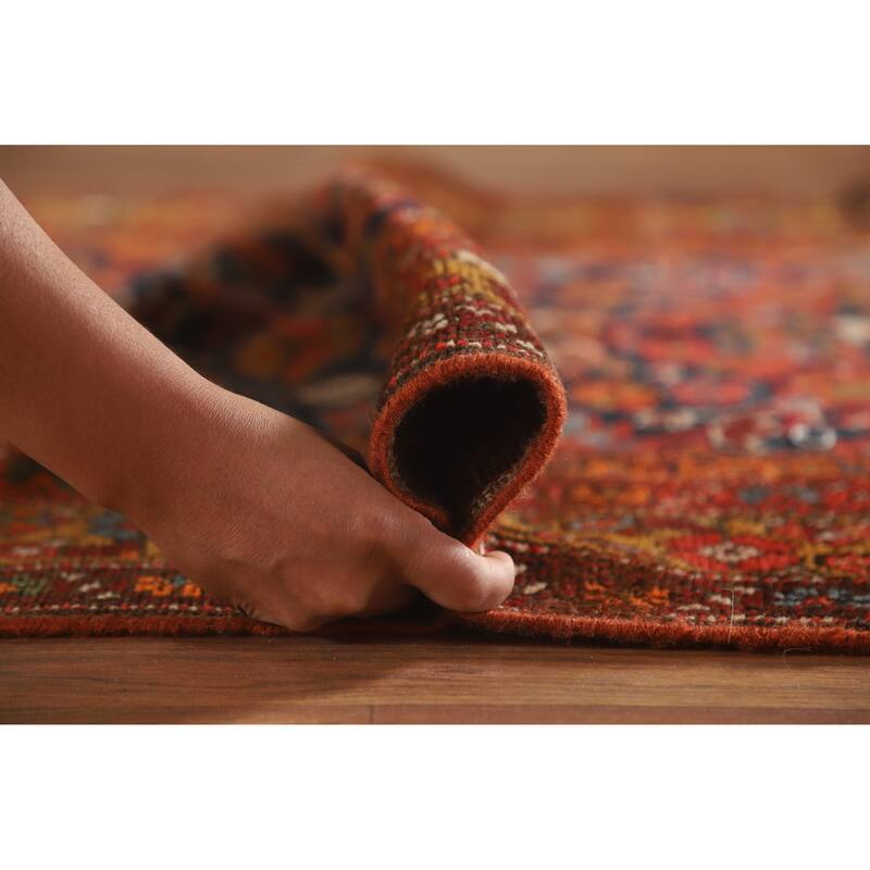 Hand Knotted Oriental 100% Wool Carpet Traditional Floral Navy Blue & Blues Malayer Runner Rug - 15' 8'' X 3' 7''