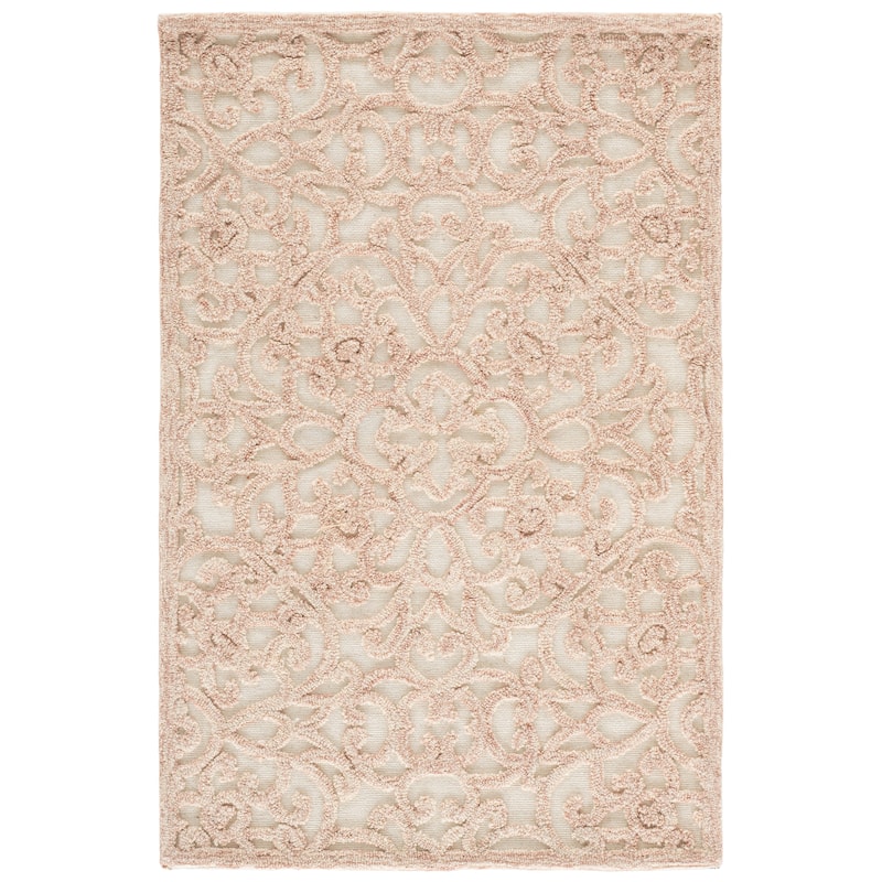 SAFAVIEH Handmade Trace Racheal Modern Wool Rug - 2'6" x 4' - Ivory/Pink