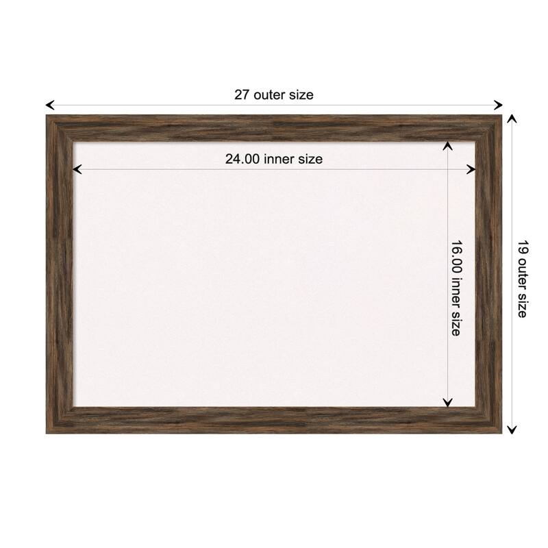 Regis Barnwood Narrow Wood Framed White Corkboard Bulletin Board - Regis Barnwood Mocha Narrow - Board Size 24x16