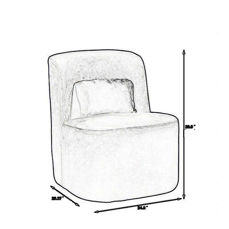 Suma 25 Inch Slipper Accent Chair with Pillow, Black Velvet Upholstery