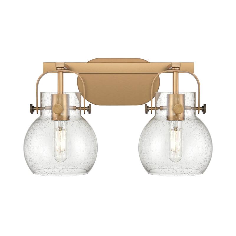 Innovations Lighting 423-2W-10-17 Pilaster II Sphere Vanity Pilaster - Brushed Brass / Seedy