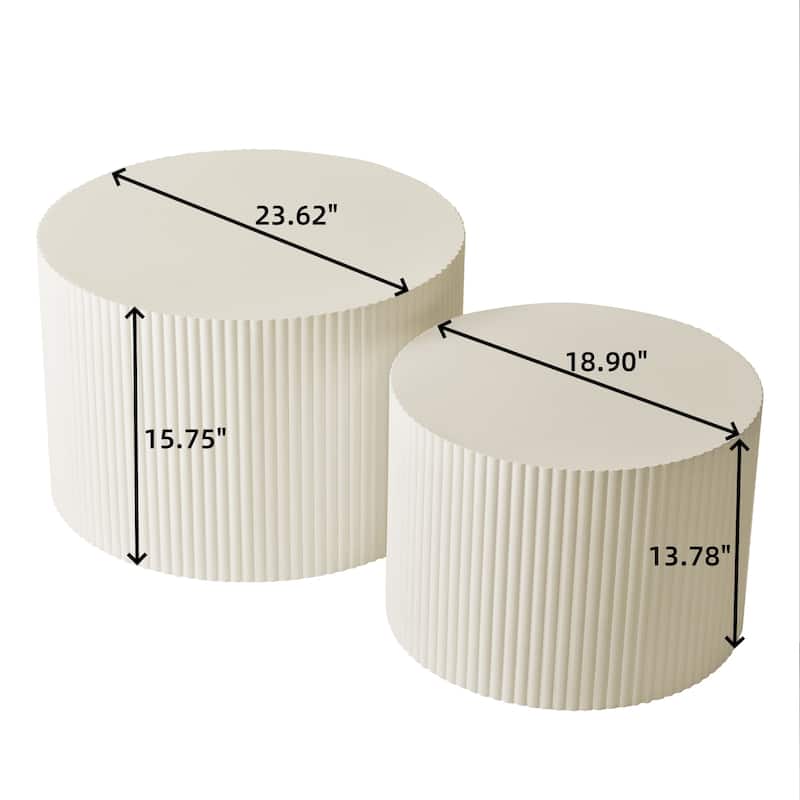 35.83" Stylish and Minimalist Modern Wave Stripe Round Coffee Table.