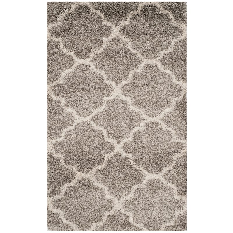 SAFAVIEH Hudson Shag Jeryl Glam Trellis 2-inch Area Rug - 4' x 6' - Grey/Ivory