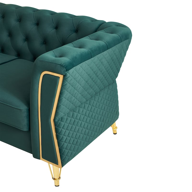 Modern Tufted Velvet Sofa 87.4 inch for Living Room