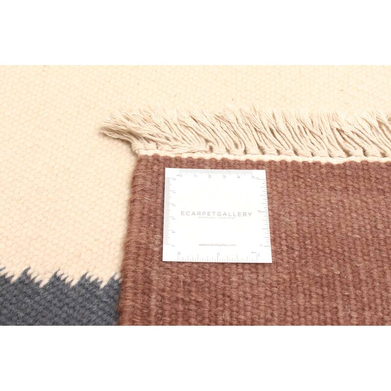 ECARPETGALLERY Flat-Weave Ankara FW Cream Wool Kilim - 3'11 x 5'10