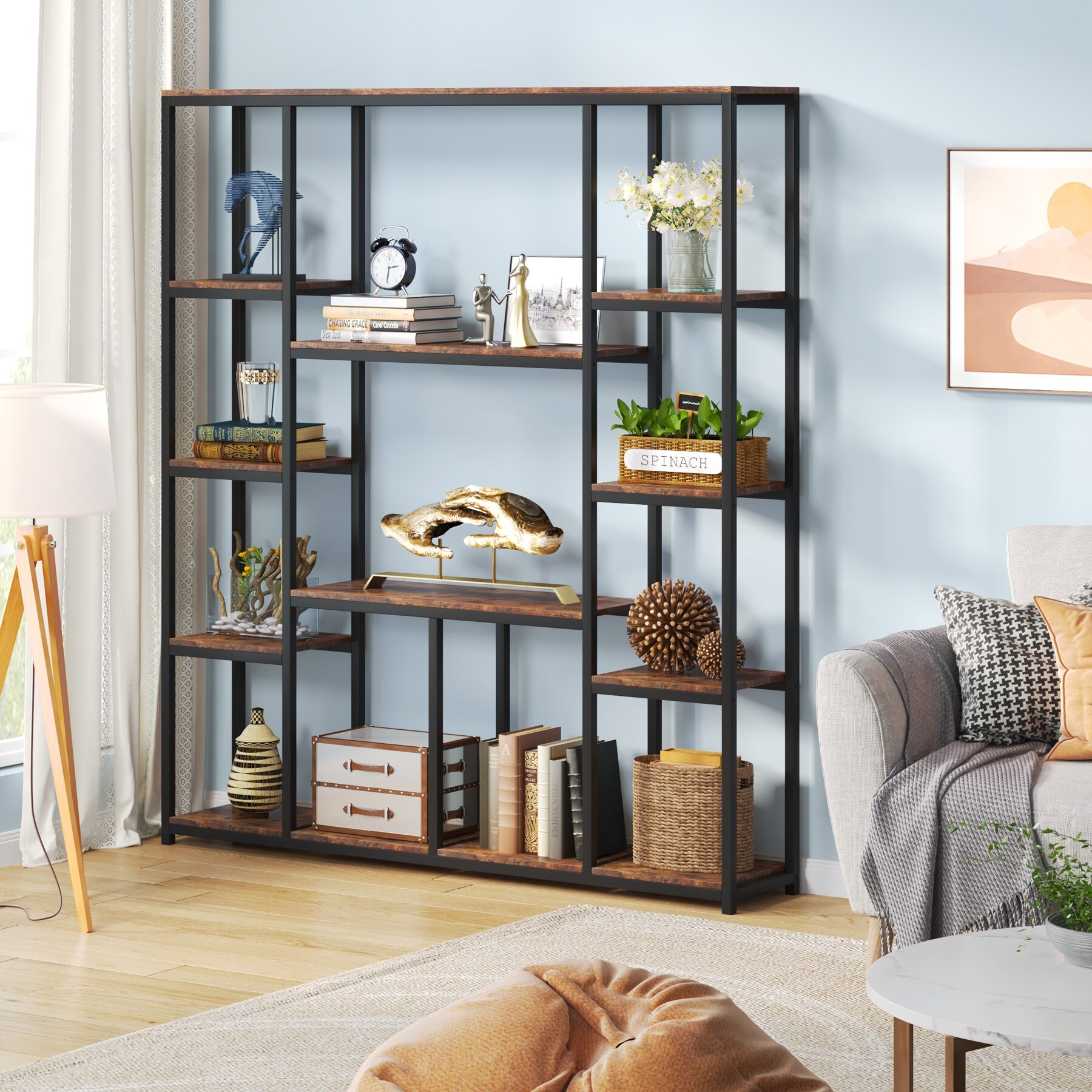 12-Open Shelf Etagere Bookcase Book Shelves Display Shelf - 70.86