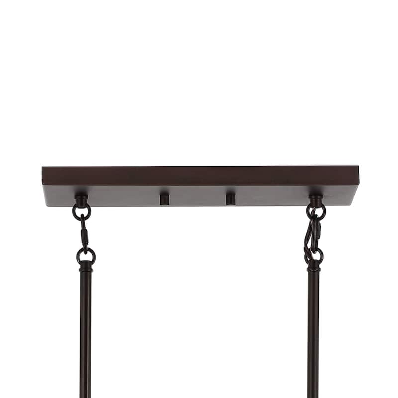 Arlo 34" 4-Light Farmhouse Industrial Iron/Glass Linear LED Pendant, Oil Rubbed Bronze/Clear by JONATHAN Y