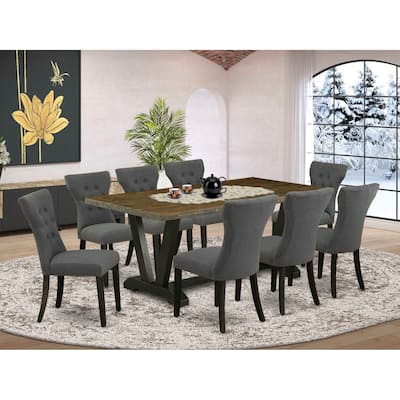 Bohemian Dining Set - 9 Piece Kitchen Table Set - 8 Chairs & Small Table - Solid Wood