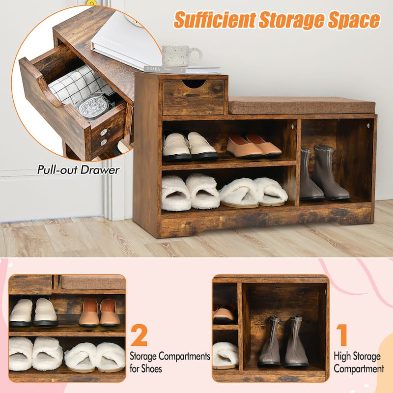 Costway 2-tier Shoe Bench Storage Shoe Rack Organizer Cabinet with - See Details