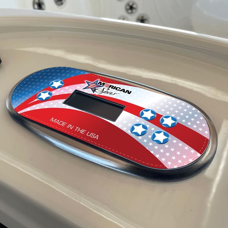 American Spas 7-Person 100-Jet Premium Acrylic Bench Spa Standard Hot Tub with Bluetooth Sound System and LED Waterfall