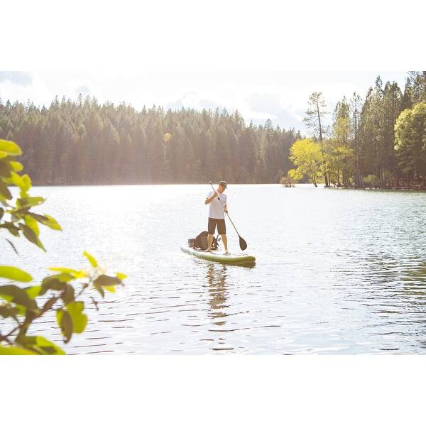Elkton Outdoors Grebe 12 Inflatable Fishing Paddle Board With Non Slip Eva Foam Deck 2 Fishing Rod Holders Accessory Mount Overstock 23557875