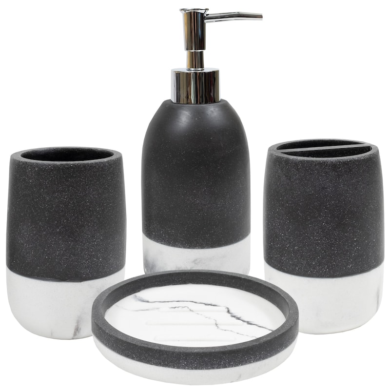 Marbleized Bath Accessory Collection - Full Set