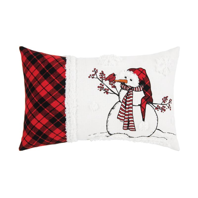 Snowman Embroidered Throw Pillow