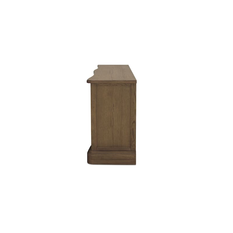 Lioren Dresser, Solid Oak, 6 Drawers, Curved Front, Brass Handles, Warm Brown