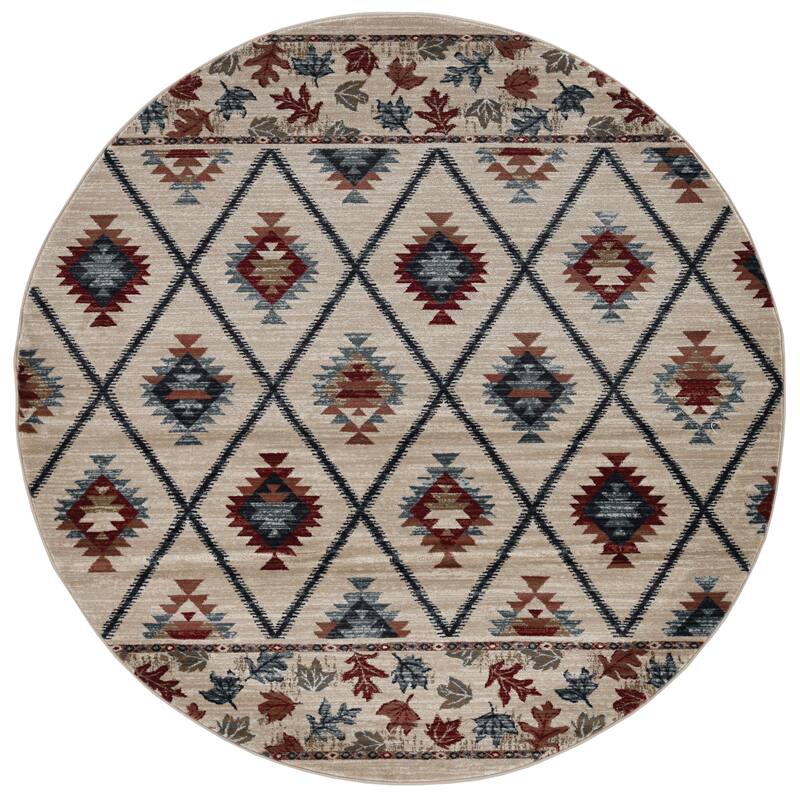 Porch & Den Worcester Ivory Southwestern Rug - 7'10" Round - Ivory