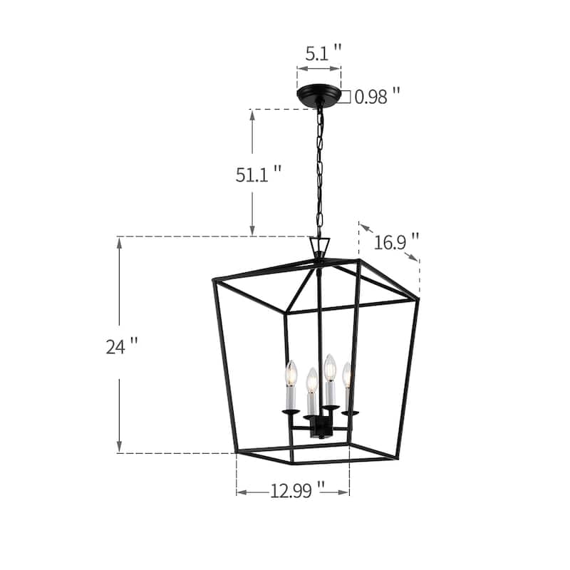 Grand 6-Light Open Frame Cage Lantern Chandelier