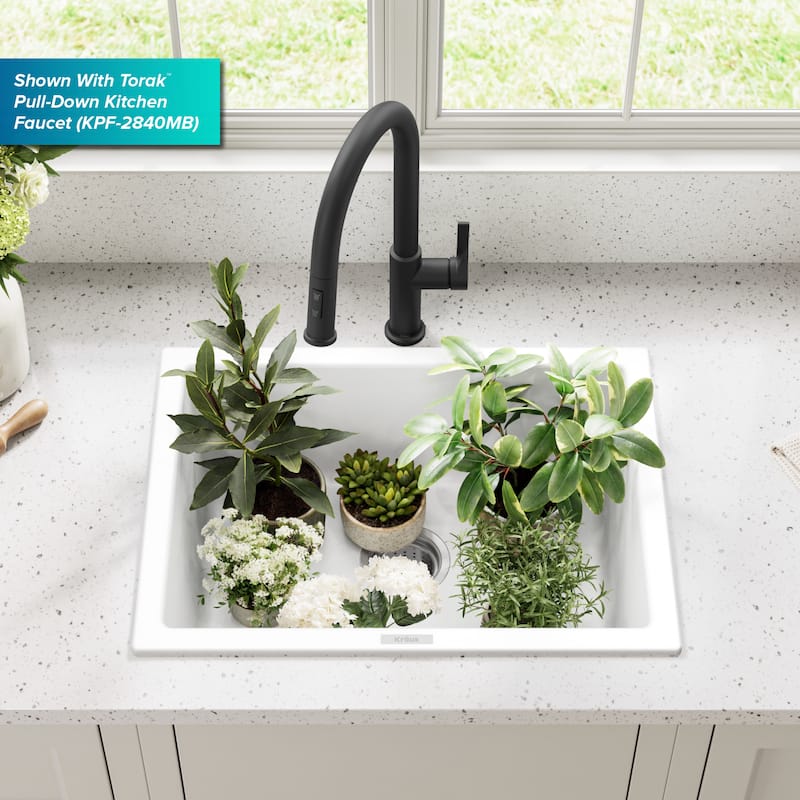KRAUS Granite 24 inch 1-Bowl Undermount Drop-in Kitchen Sink