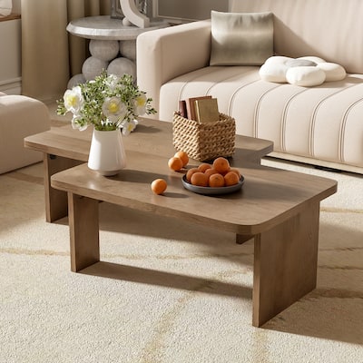 Modern Minimalist Coffee Table Set, Rectangle Coffee Table w/ Splicing Design, Multifunctional Combination Table for Living Room
