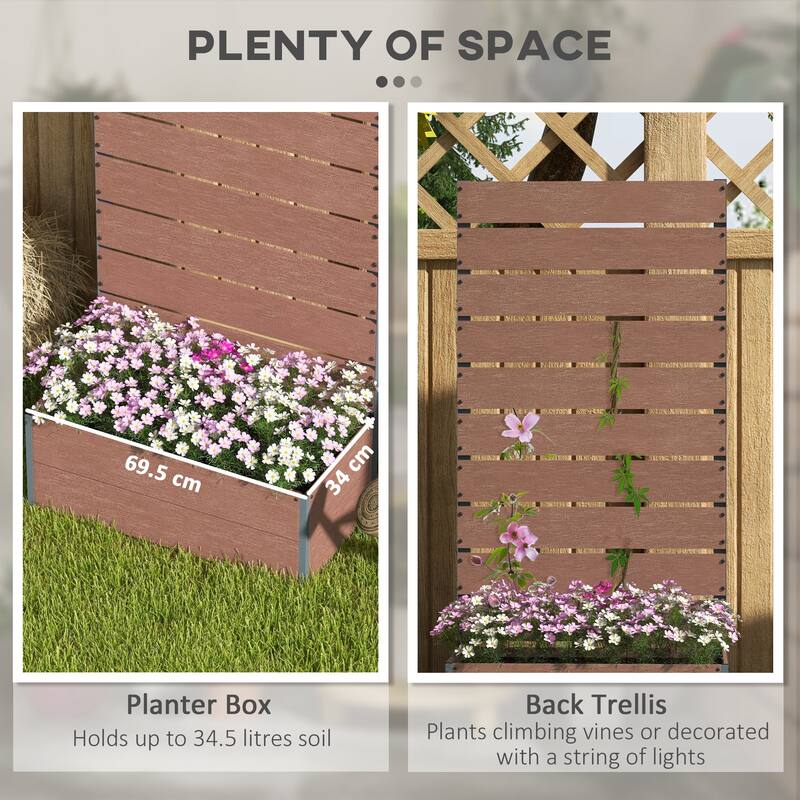 Outdoor Raised Garden Bed Planter with Slatted Trellis Draining Design