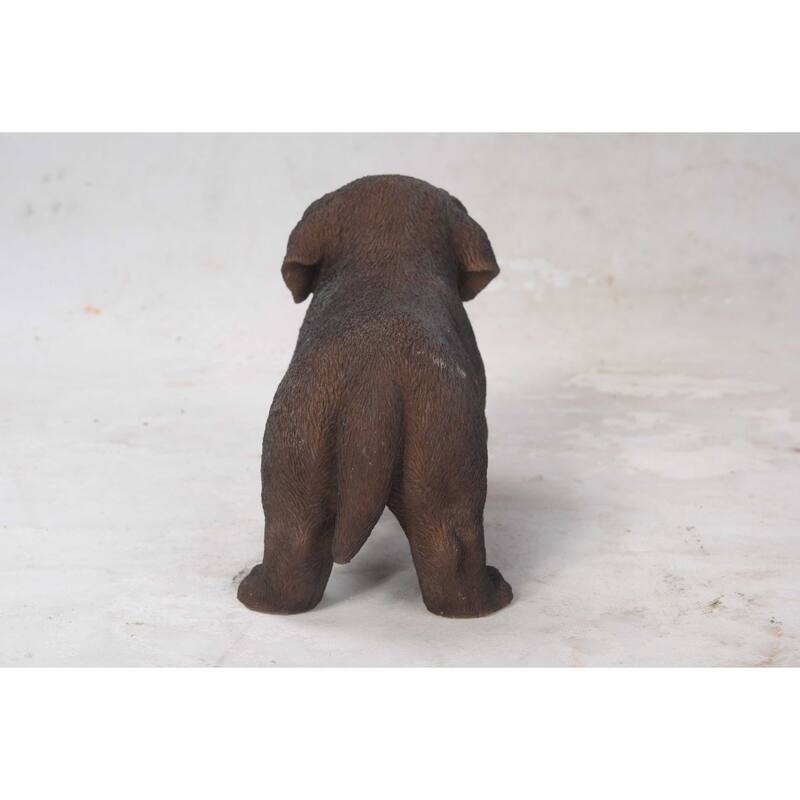 Chocolate Labrador Puppy Outdoor Garden Statue - 8"