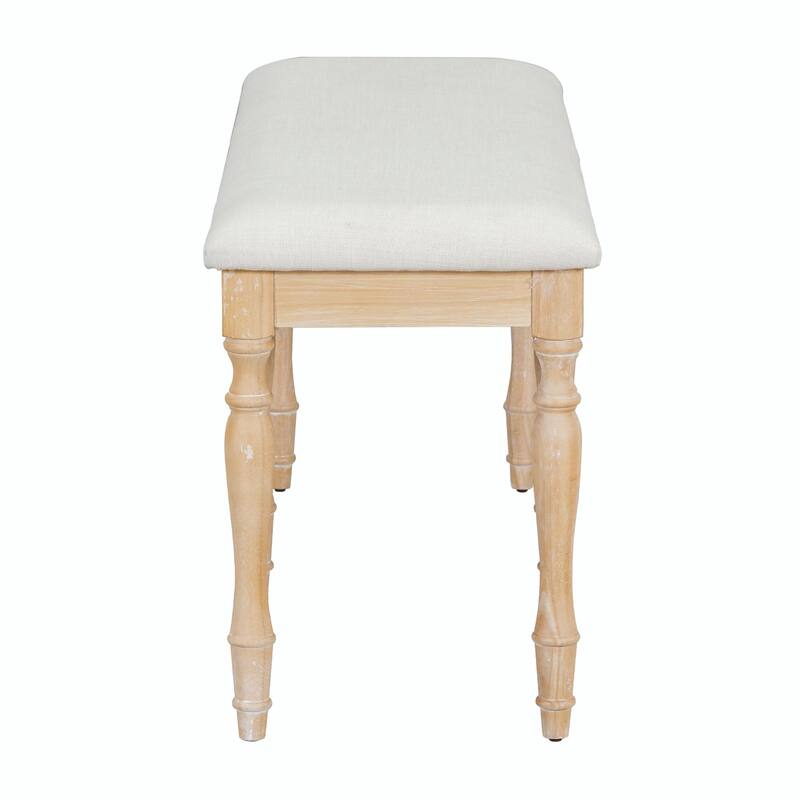 Vintage Traditional 50.4-Inch Upholstered Dining Bench with 6 Solid Wood Legs