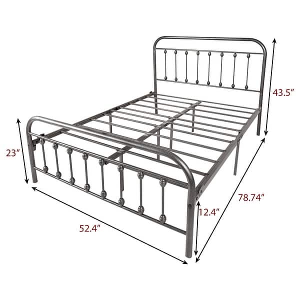Antique Industrial Bed Frame Chrome Iron Bed Charcoal Gray - Overstock ...