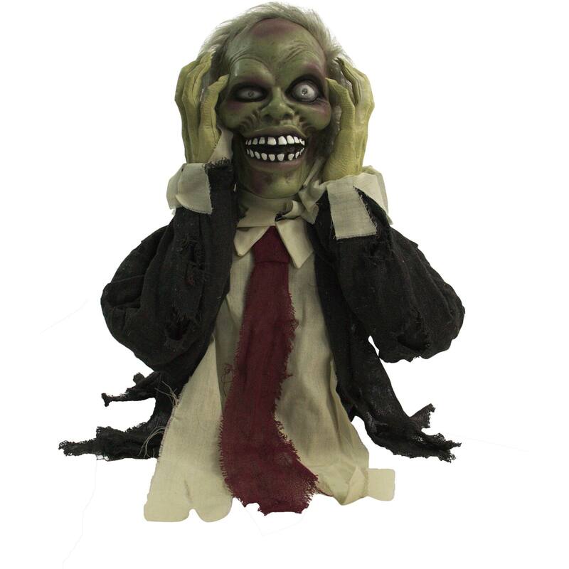 Haunted Hill Farm 22 In. Pop-Up Animatronic Ghoul, Indoor/Outdoor Halloween Decoration, Flashing Red Eyes, Battery-Operated