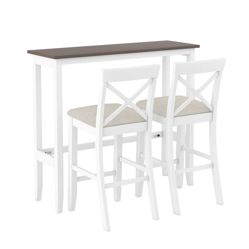 48" Rectangular Wood Bar Height Dining Set with 2 Chairs