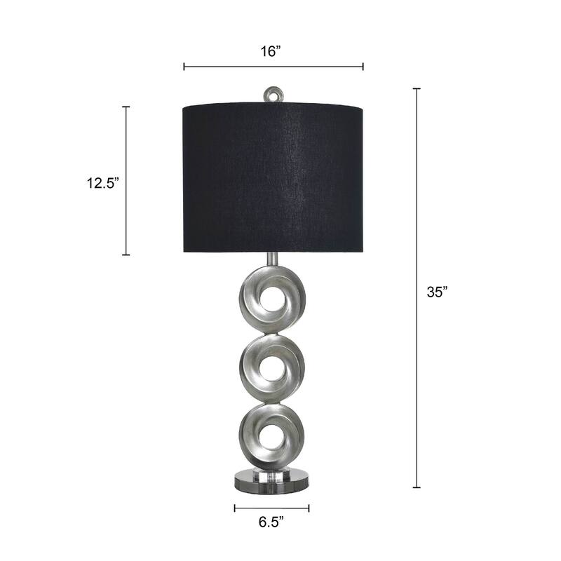 StyleCraft Poly Table Lamp - Infinite Silver - Black Shade