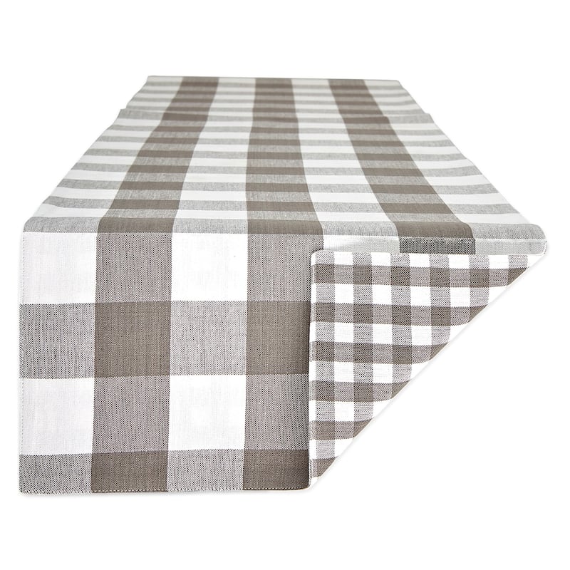 14"x72" Gray White Gingham Buffalo Checkered Rectangular Table Runner