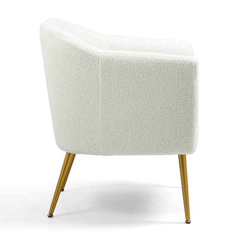 Ayami White Boucle Accent Chair with Gold Legs