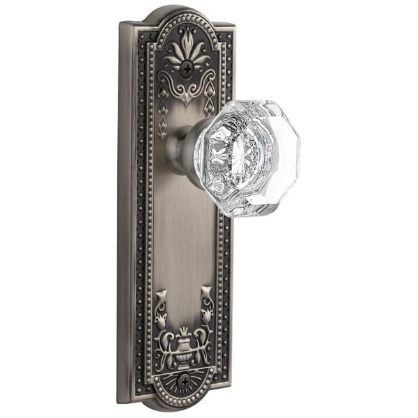 Grandeur PARCHM_PSG_238 Parthenon Solid Brass Rose Passage Door Knob Set with Chambord Crystal Knob and 2-3/8" Backset