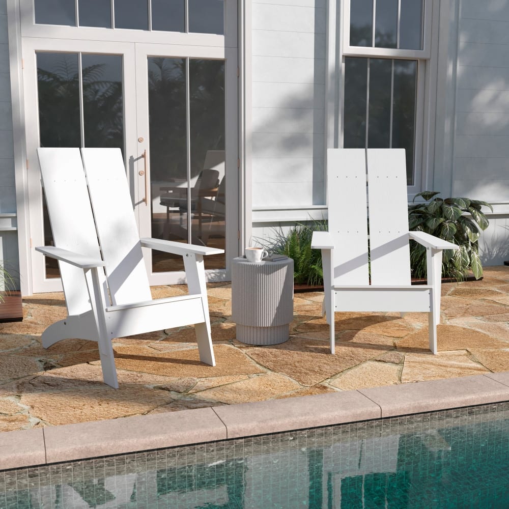 Modern Dual Slat Back Adirondack Style Chairs, Set of 2