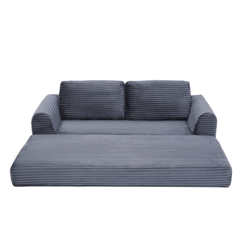2-in-1 Folding Convertible Sofa Bed, Modern Corduroy Sleeper Couch