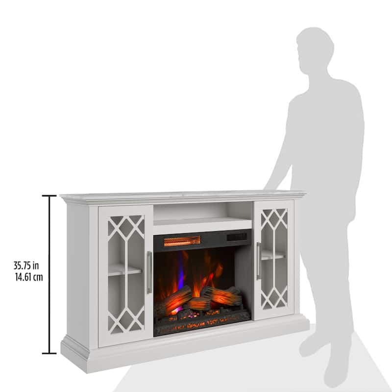 duraflame® Electric Fireplace Media Console for 65 Inch TVs with Glass Doors, Bright White