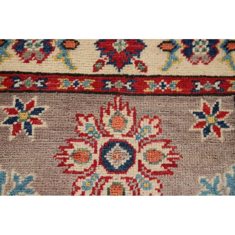 Hand Knotted Oriental 100% Wool Carpet Traditional Geometric Brown Kazak Area Rug - 2' 11'' X 2' 1''