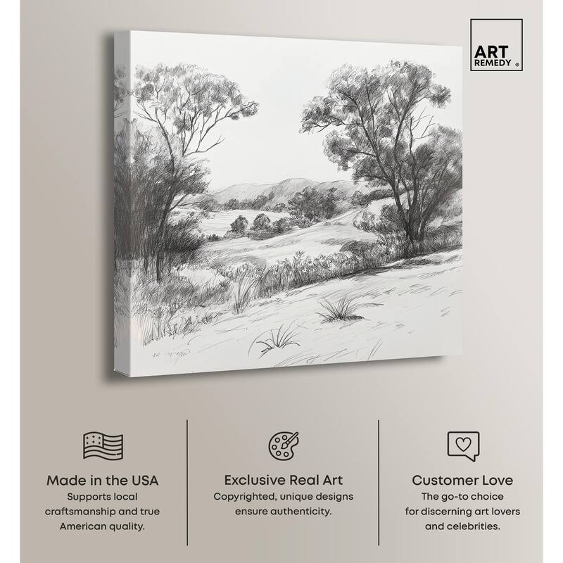 Charcoal Countryside Canvas by Art Remedy, Gallery Wrapped