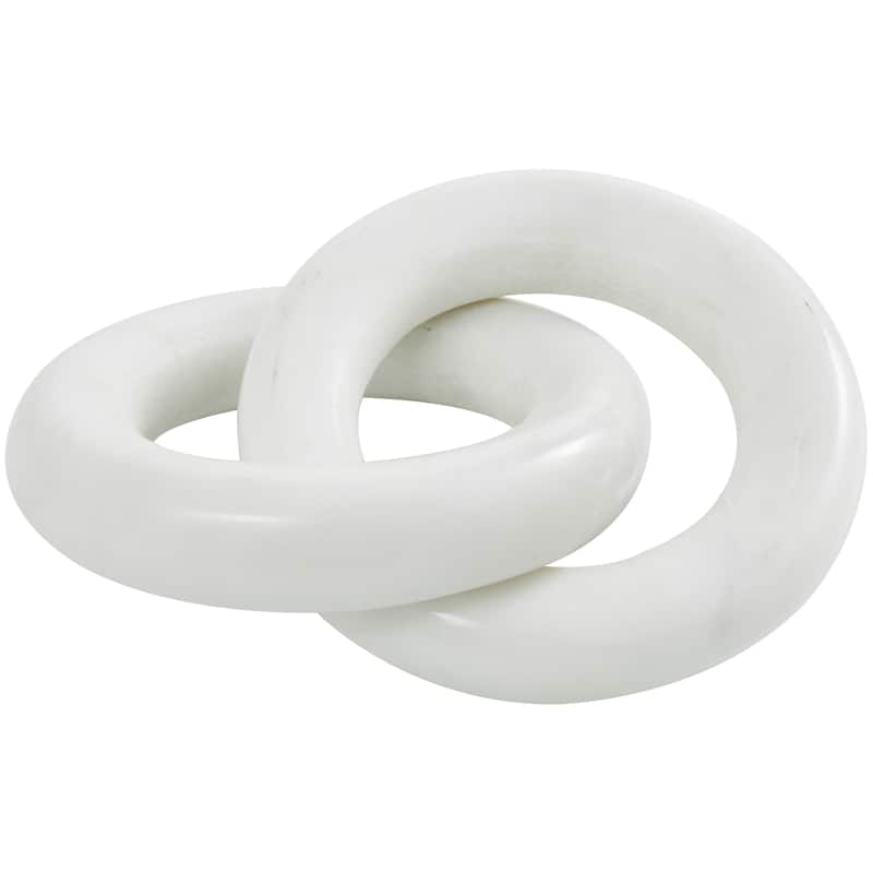 Modest White Marble Geometric 2 and 3 Link Chain Sculpture