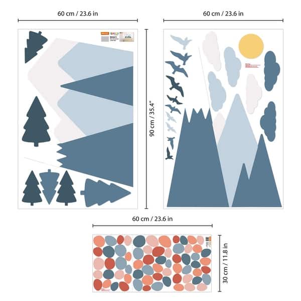 dimension image slide 0 of 2, Blue Mountains and Dalmatian Dots Nursery Kids Room Wall Stickers Decorations Decals DIY