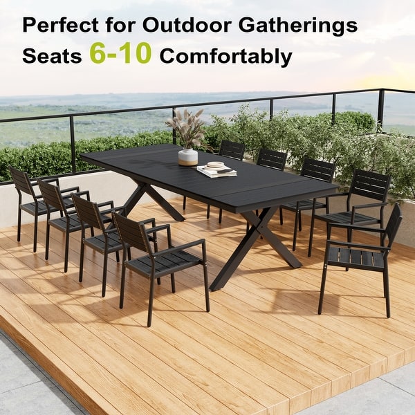 Pellebant Aluminum Rectangular Outdoor Patio Dining Table with