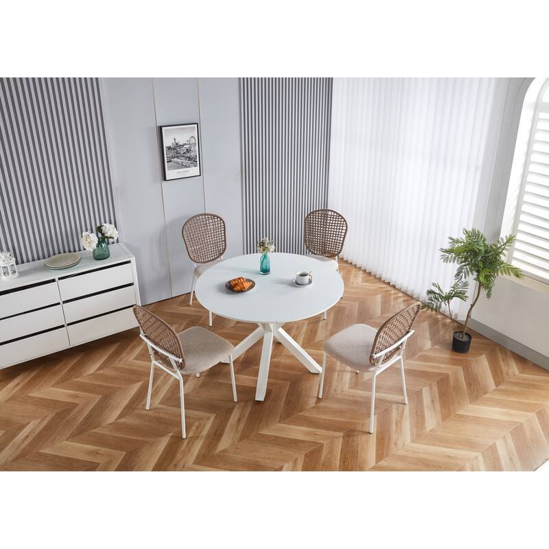 Modern 5-Piece Dining Set with Round Table & 4 Dining Chairs