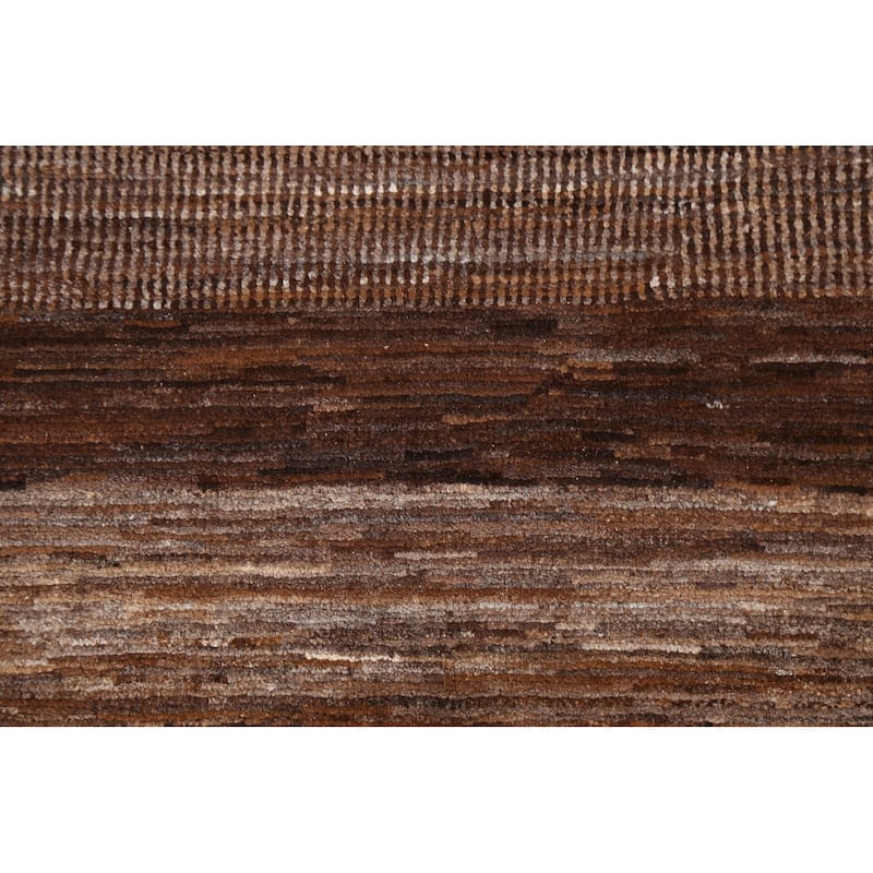 Brown Striped Gabbeh Kashkoli Oriental Area Rug Handmade Wool Carpet - 3'10" x 5'8"