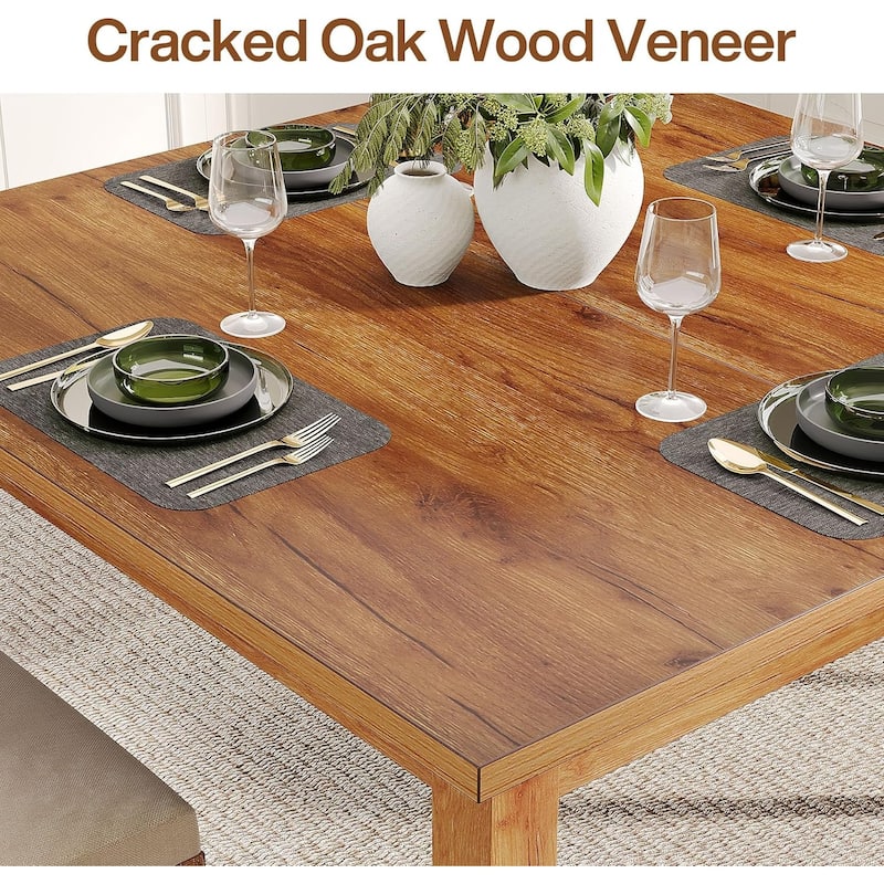 Modern Minimalist Wood 4-Person Square Kitchen/Dining Table with Solid Wood Legs for Home Kitchen/Living/Dining Room