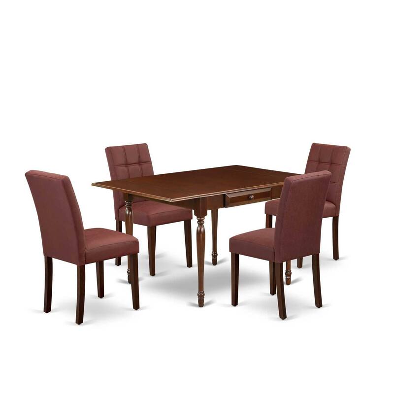 5-Piece Mahogany Finish Solid Wood Top - Rectangular Dining Room Set - (Seats-4)